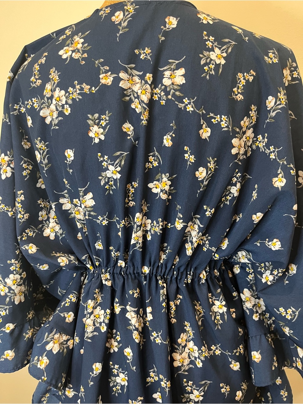 Swim Coverup Cascading Ruffle Tie Front Floral Navy Print Size Large XL - Picture 10 of 14